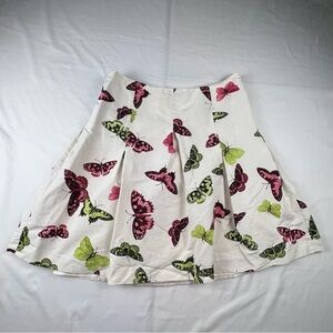 Talbots - 10P - Women’s A Line Skirt - Butterfly Print on White Background